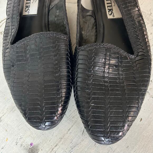 Vintage Trotters sling back mules leather weave 90s Lagenlook Cottagecore 9 wide - Picture 3 of 12